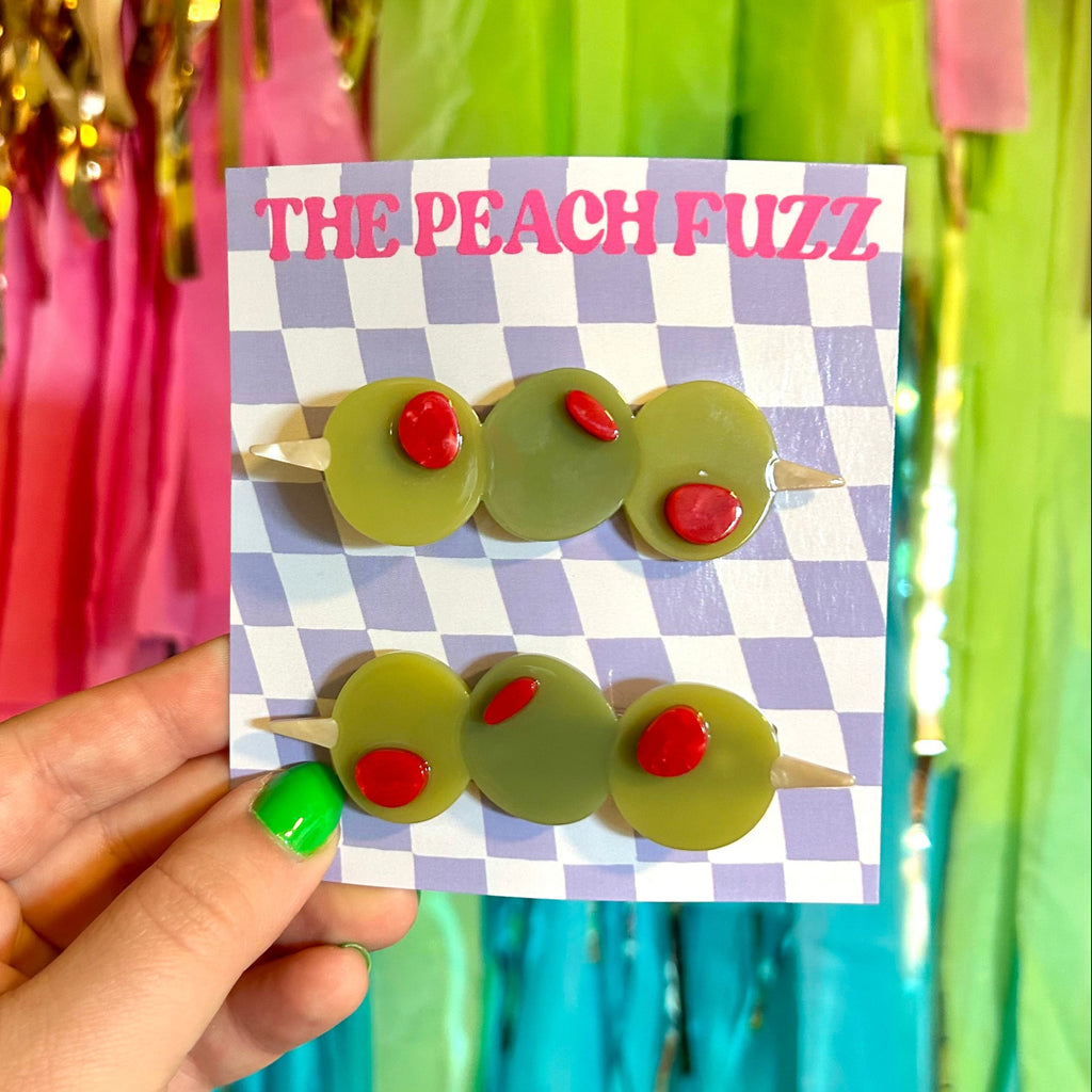 Stuffed Olive Hair Clip Set