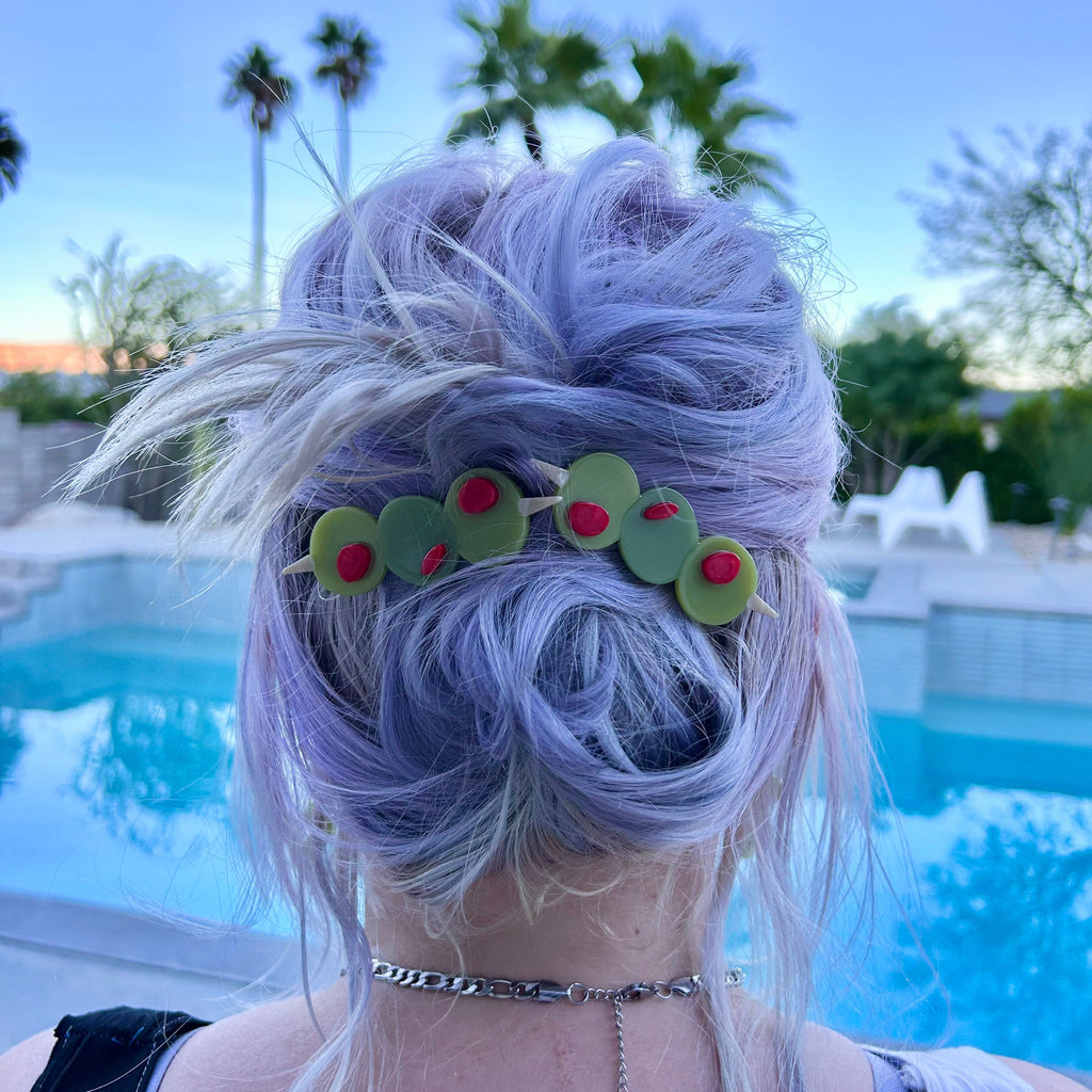 Stuffed Olive Hair Clip Set