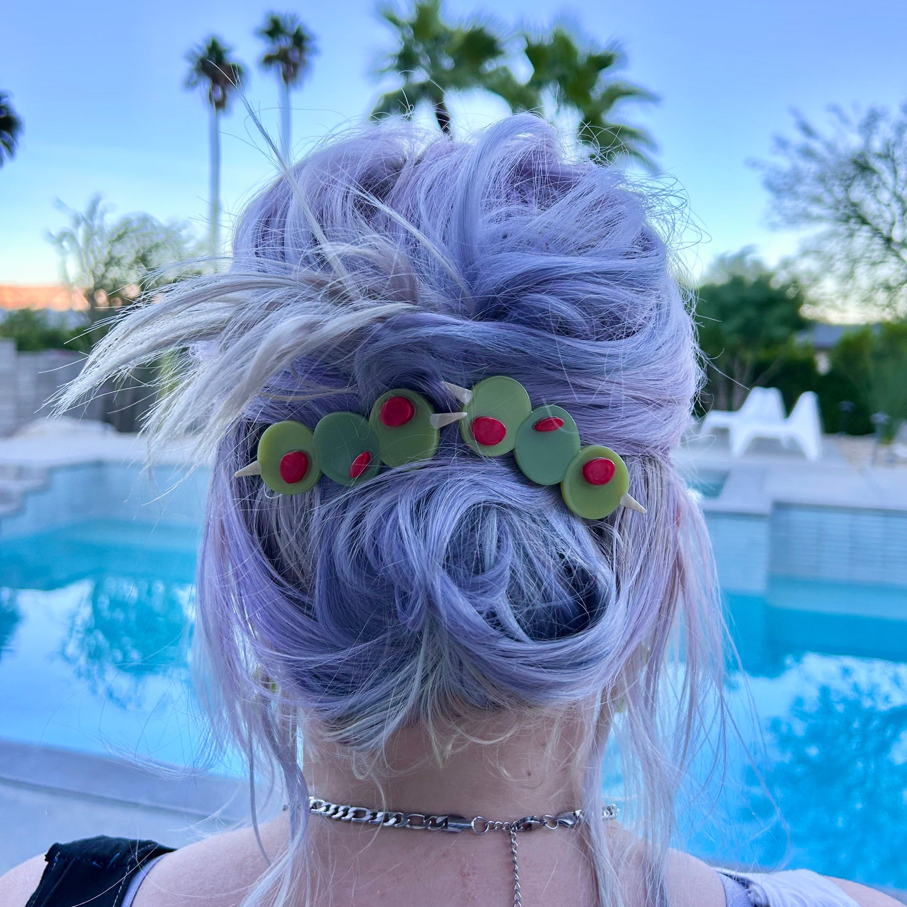 Stuffed Olive Hair Clip Set