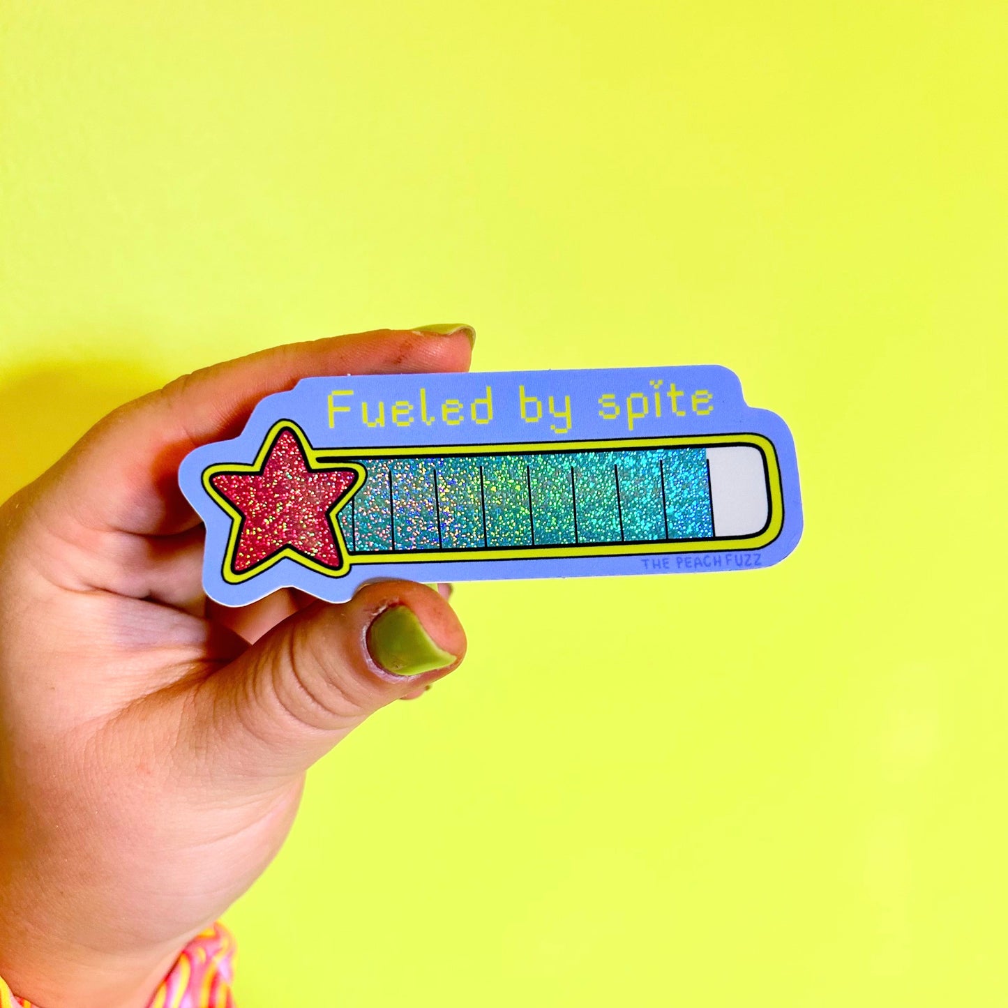 Fueled By Spite Glitter Sticker – The Peach Fuzz