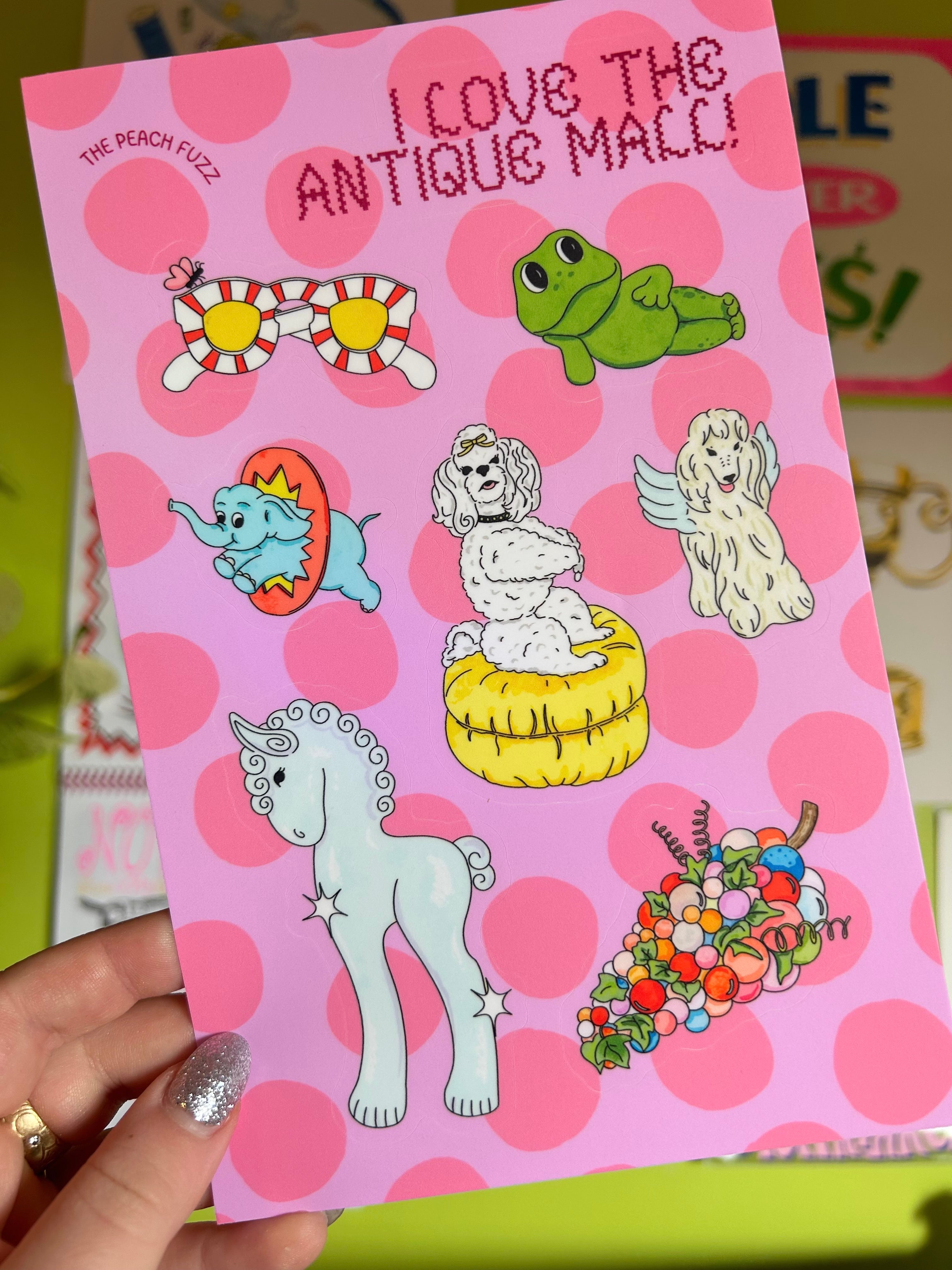 “I love the Antique Mall” Sticker Sheet - The Peach Fuzz