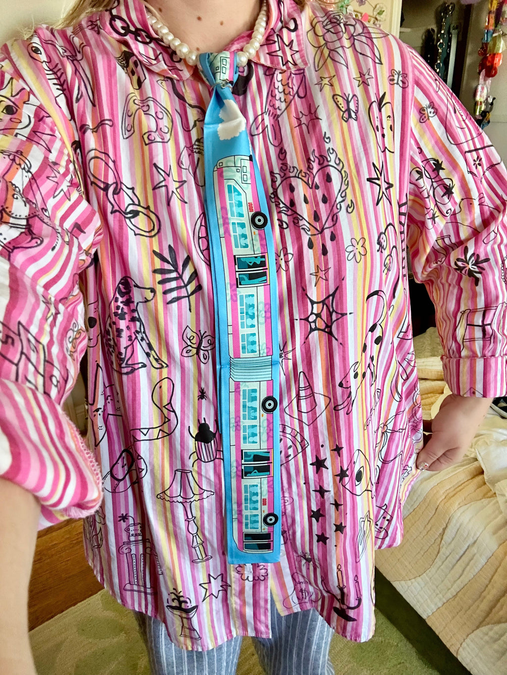 Public Transportation Silk Twilly Skinny Scarf