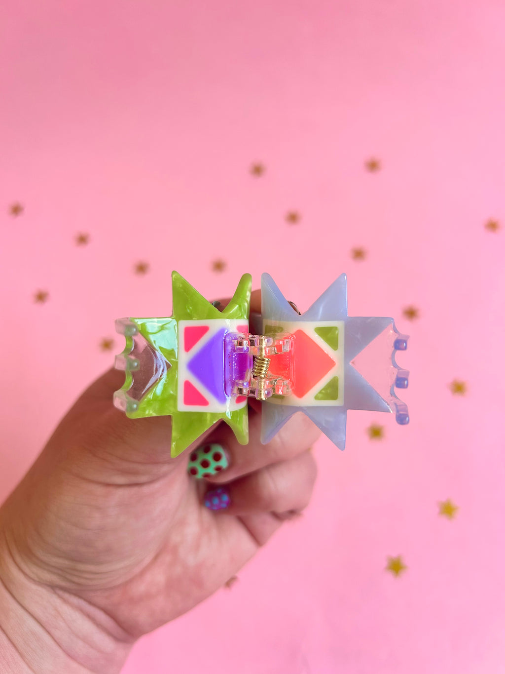 Mini Quilt Hair Claw - The Peach Fuzz