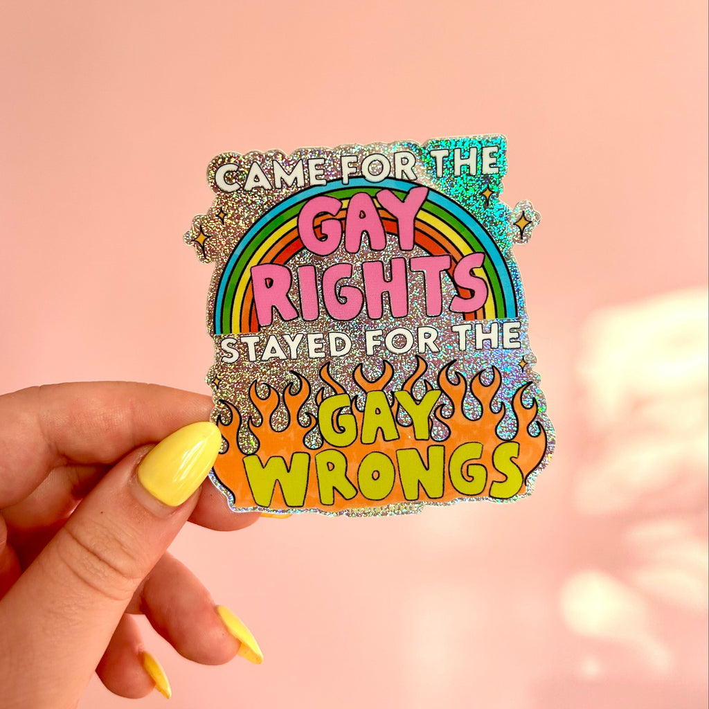 Gay Wrongs Glitter Sticker