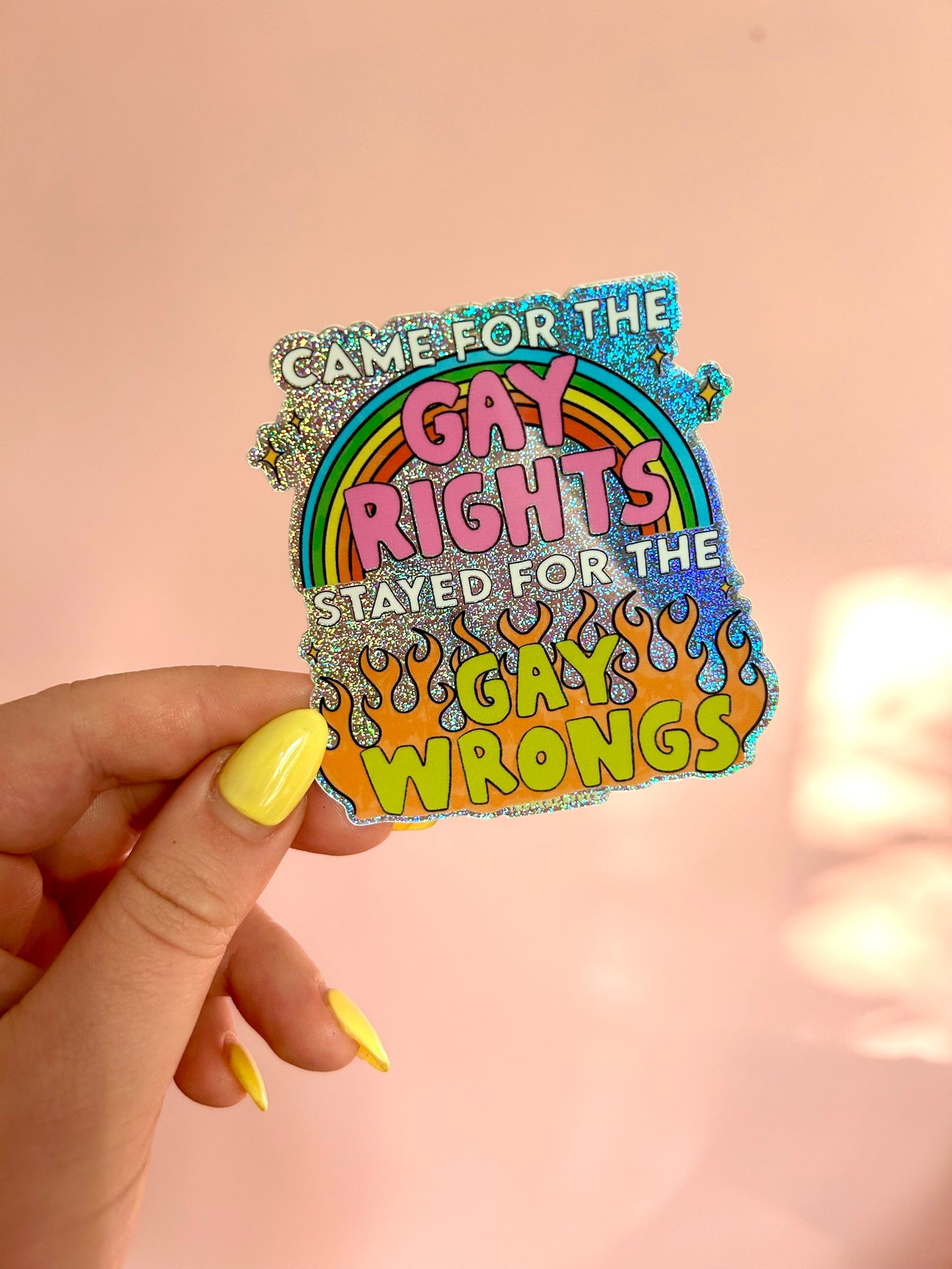 Gay Wrongs Glitter Sticker