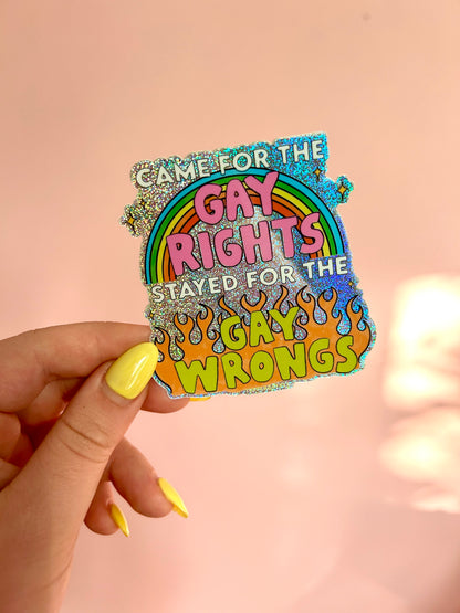 Gay Wrongs Glitter Sticker