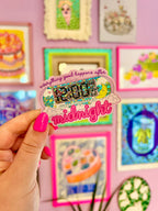 Everything good happens after midnight glitter sticker - the peach fuzz
