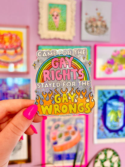 Gay Wrongs Glitter Sticker