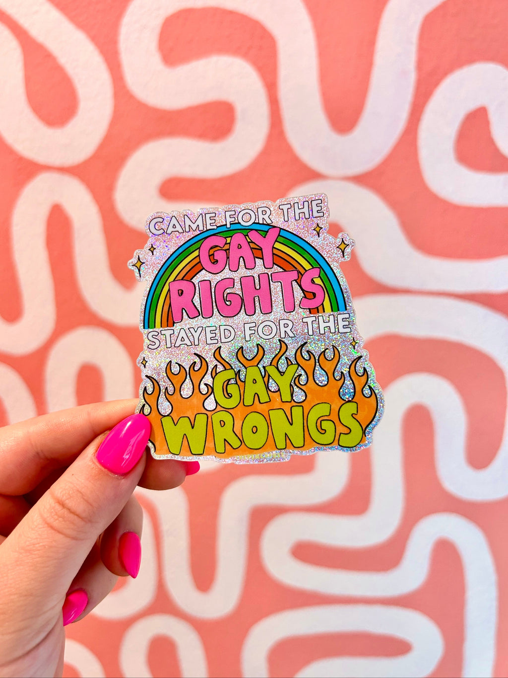 Gay Wrongs Glitter Sticker