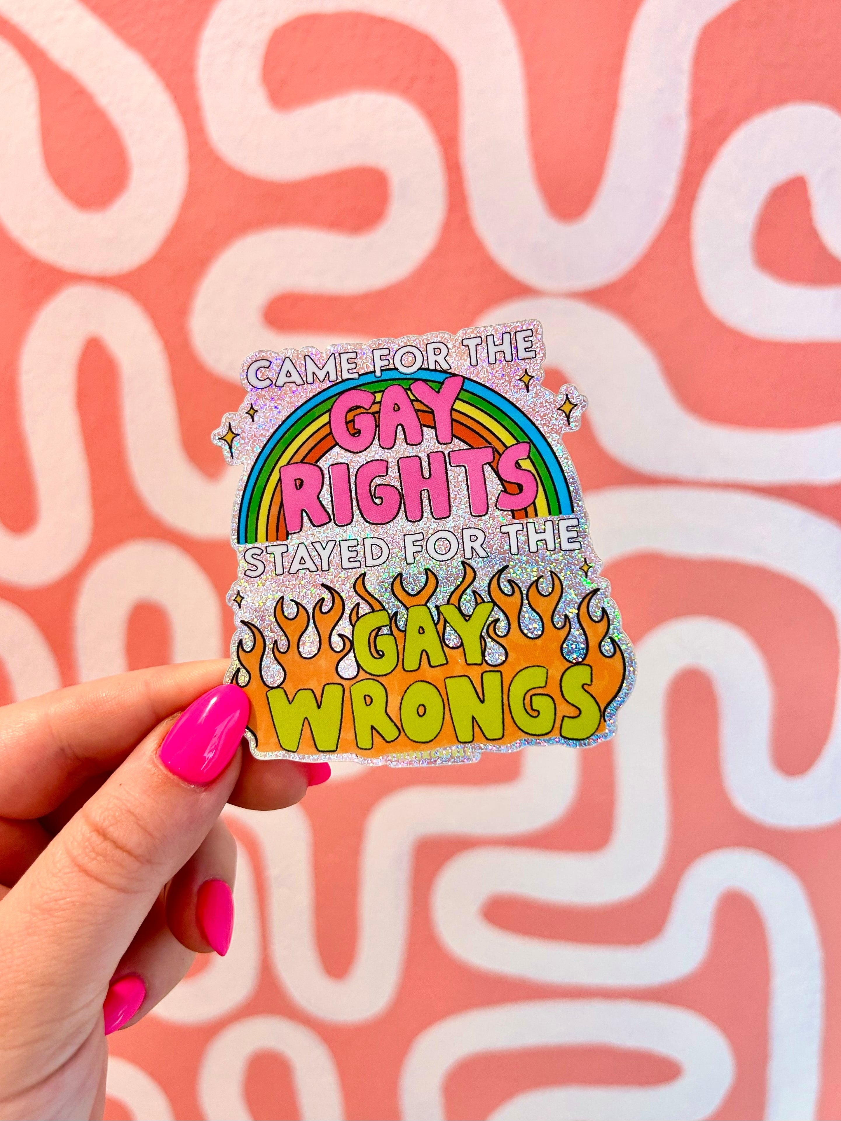 Gay Wrongs Glitter Sticker