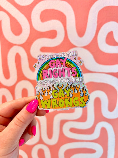 Gay Wrongs Glitter Sticker