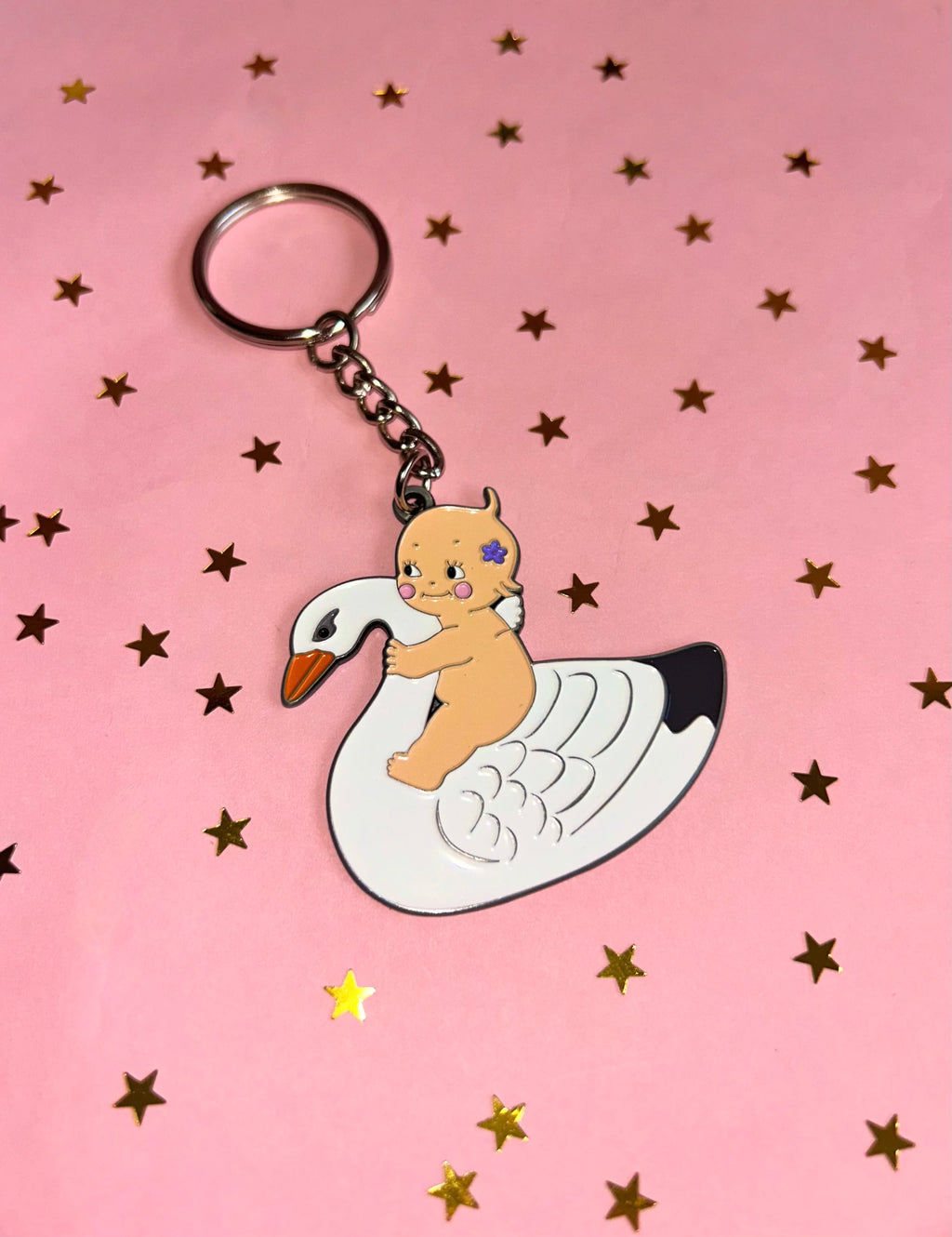 Kewpie Swan Keychain - The Peach Fuzz