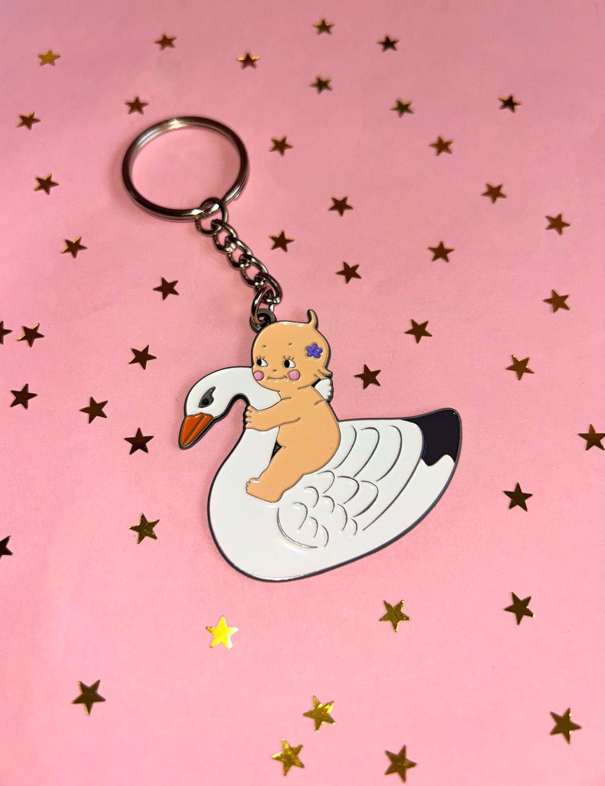 Kewpie Swan Keychain - The Peach Fuzz