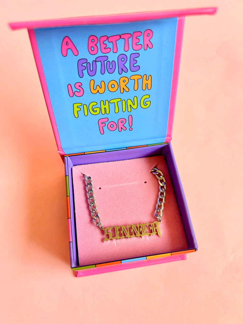 Sinner Nameplate Necklace - The Peach Fuzz