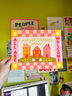 "All Are Welcome: Refugees, Strangers, Immigrants" Print measures 8.5 x 11 inches and is on matte paper. - the peach fuzz
