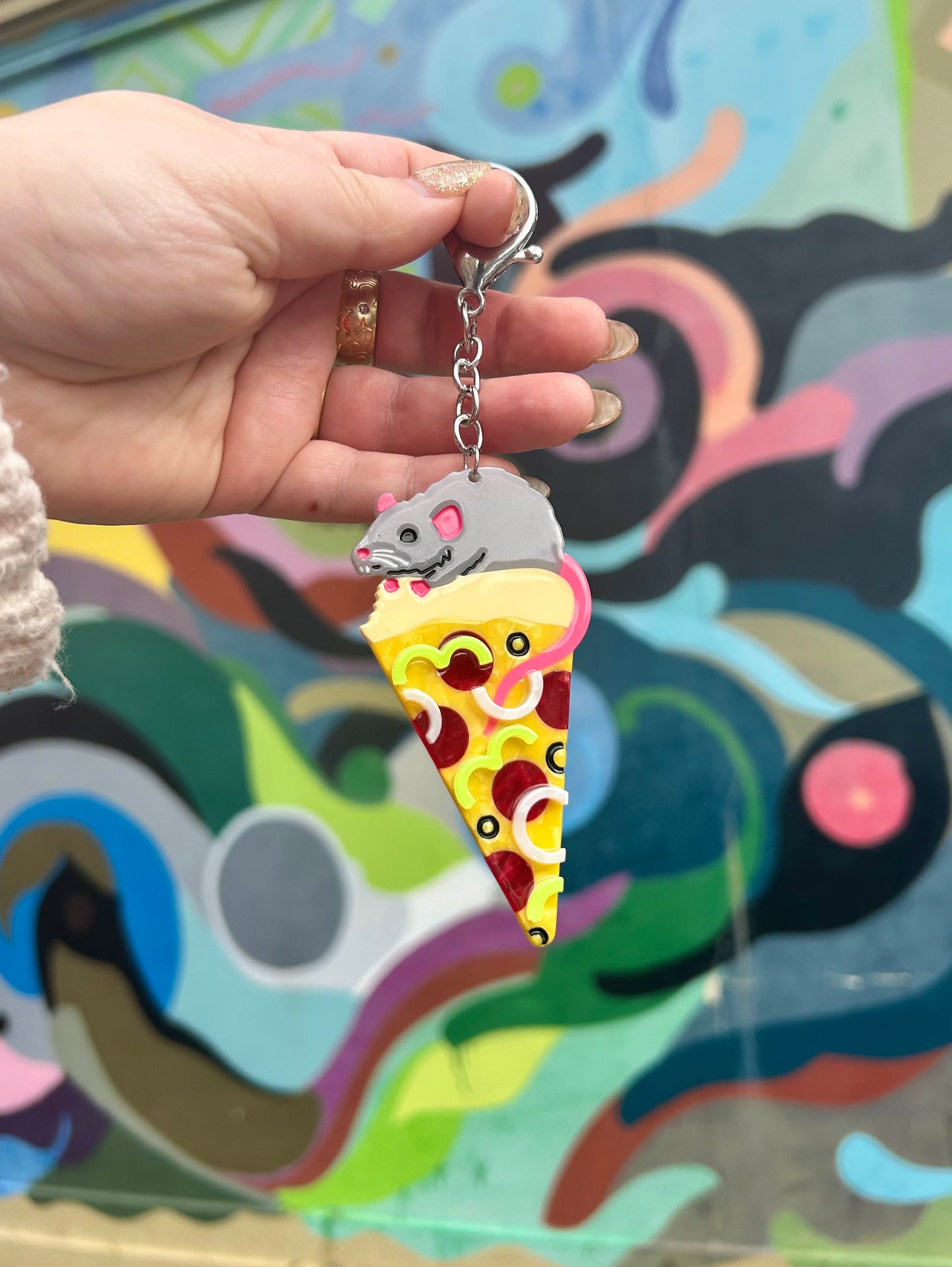 Pizza Rat Keychain