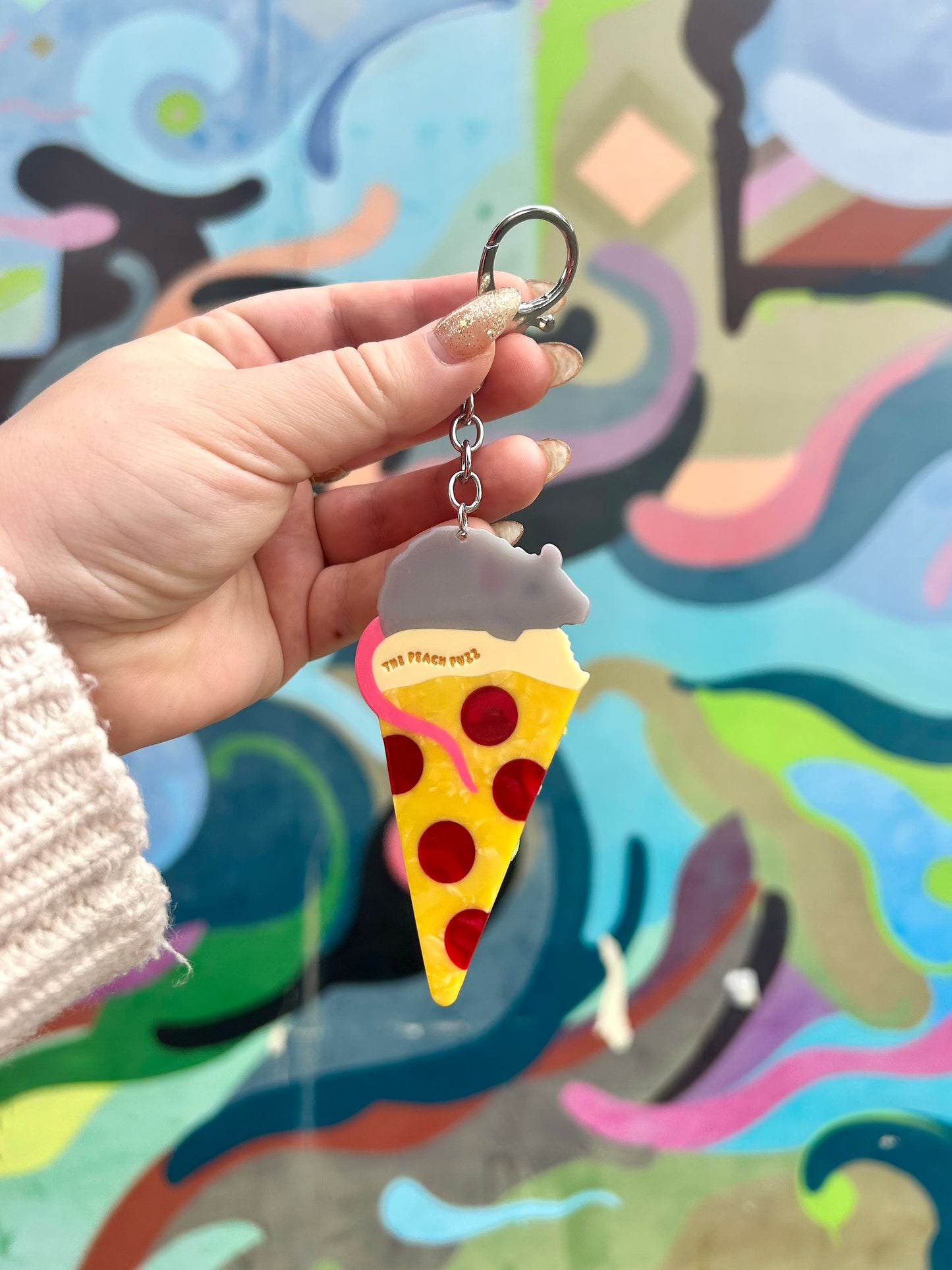 Pizza Rat Keychain