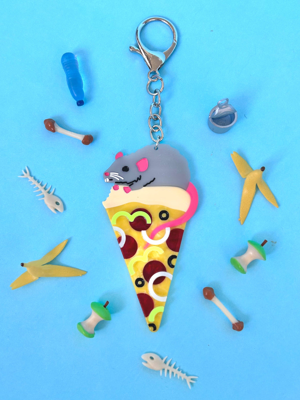 Pizza Rat Keychain - The Peach Fuzz