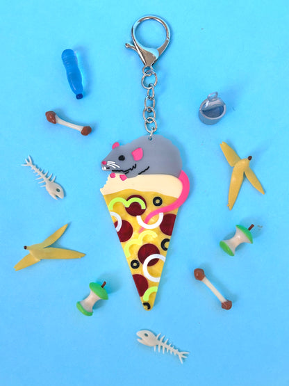 Pizza Rat Keychain