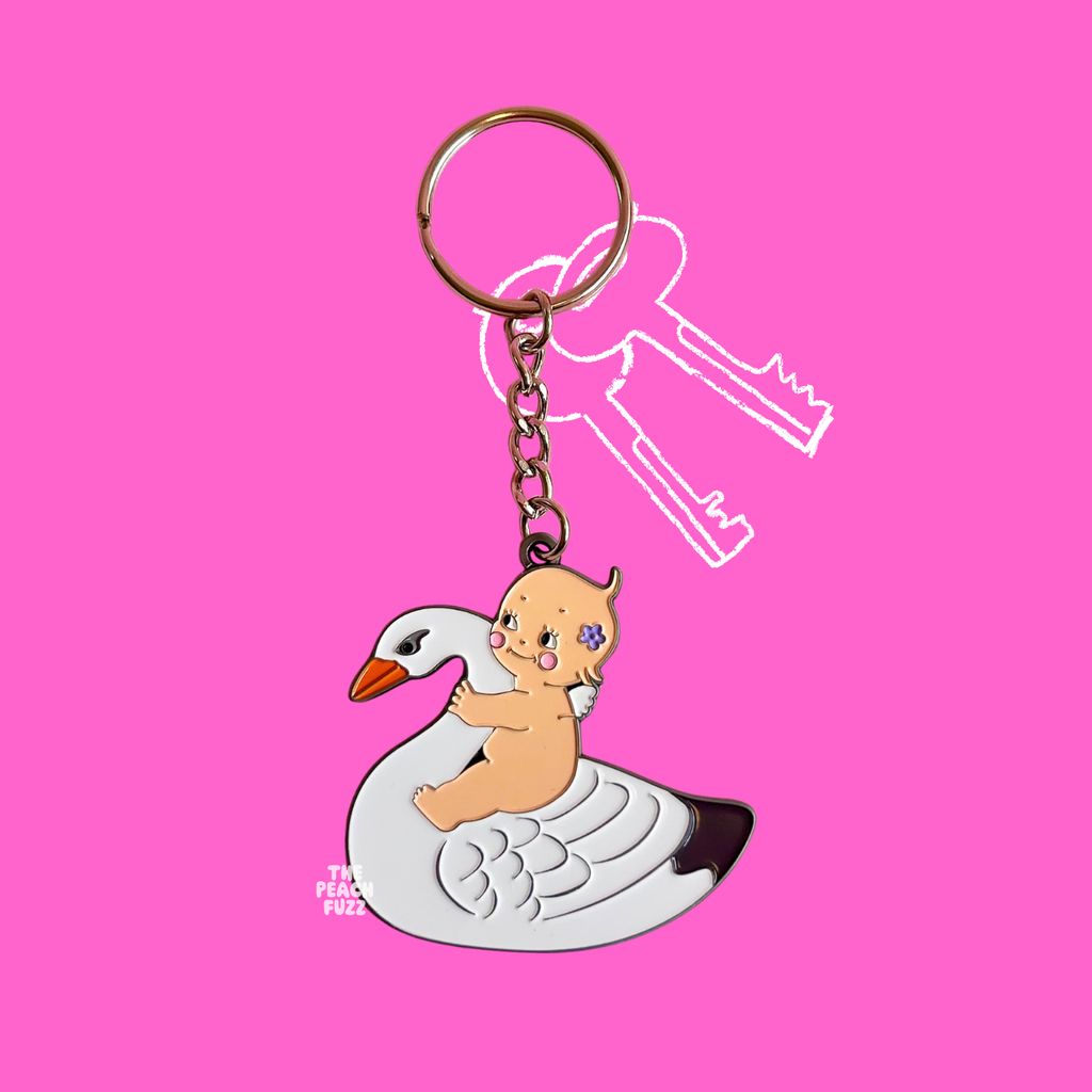 Kewpie Swan Keychain