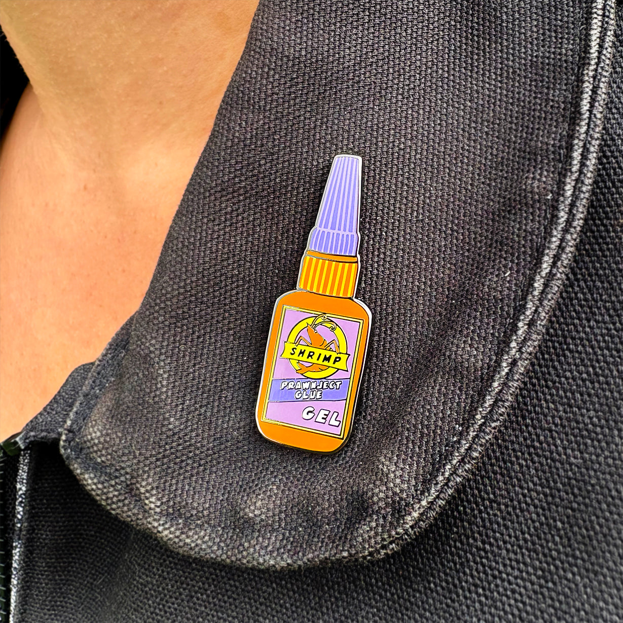 Prawnject Glue Enamel Pin (Tamiko X TPF)