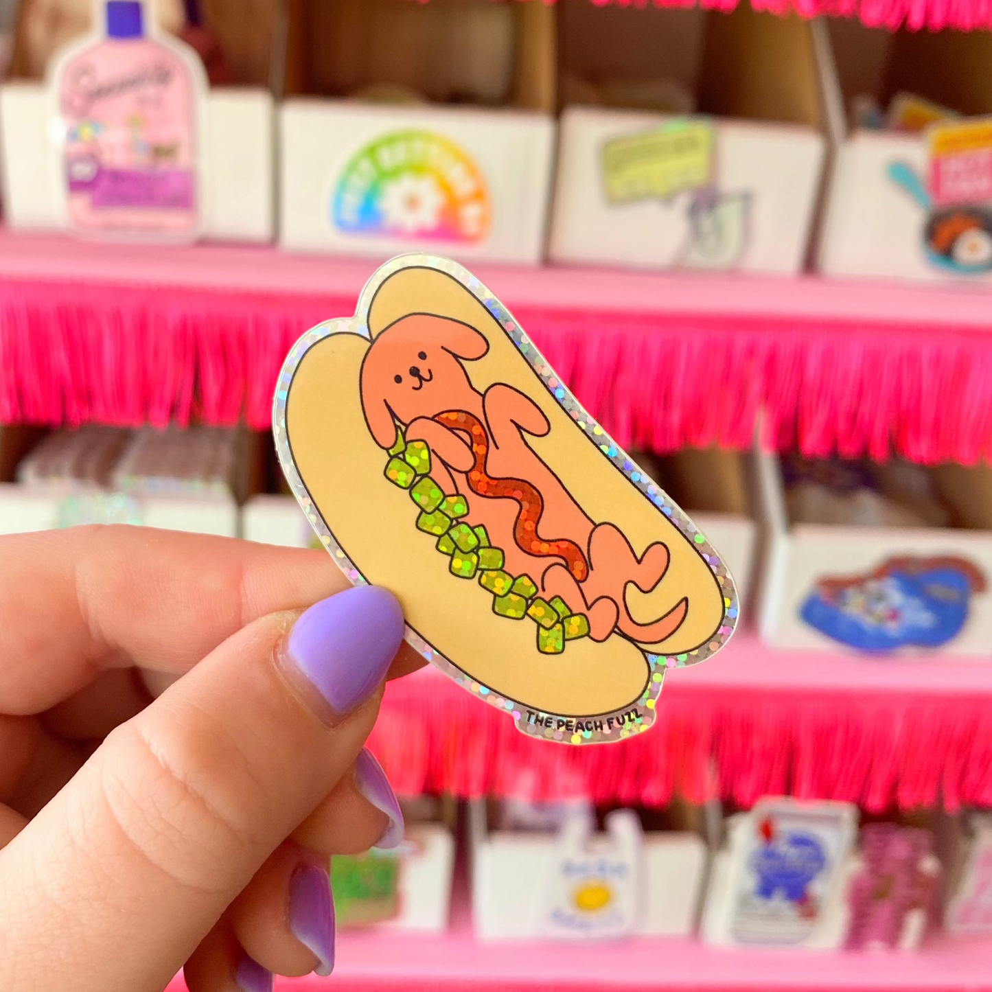 Hot Doggy Dog Glitter Sticker