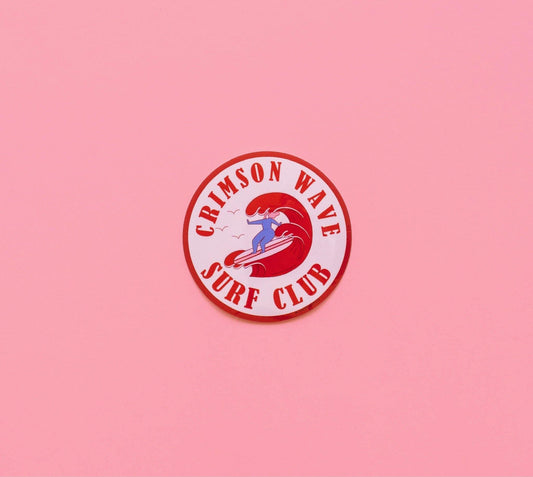 Crimson Wave Surf Club Sticker - The Peach Fuzz