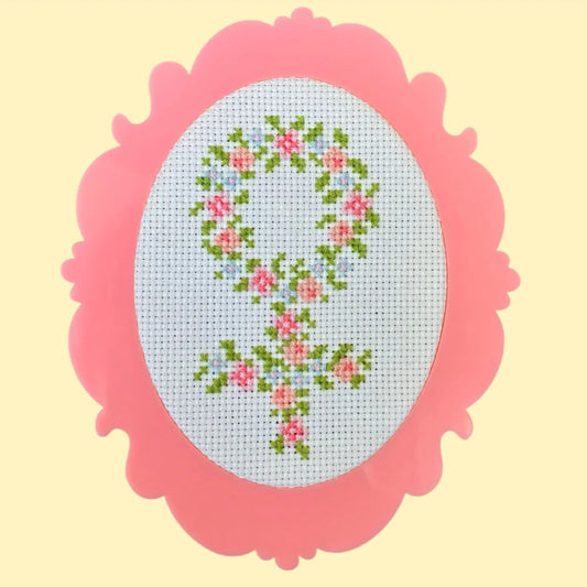 Floral Feminist Cross Stitch Kit