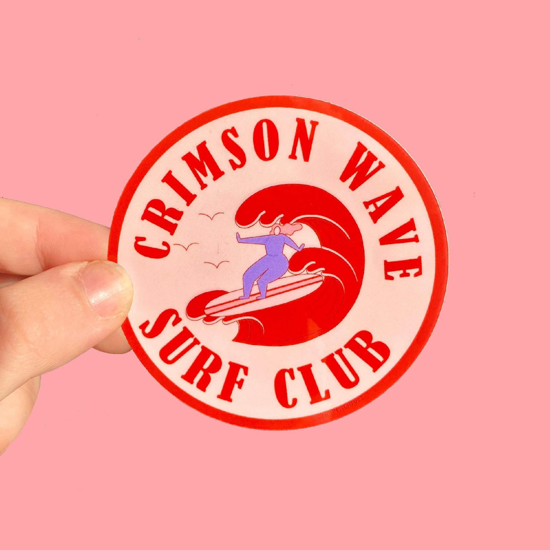 Crimson Wave Surf Club Sticker - The Peach Fuzz