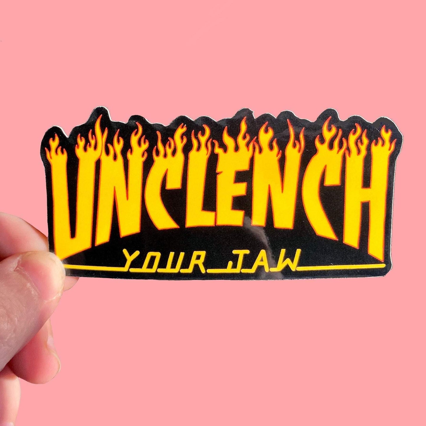 Unclench Your Jaw Sticker - The Peach Fuzz